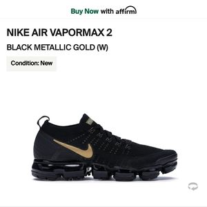 Vapor max 2 black Metallic gold wemons